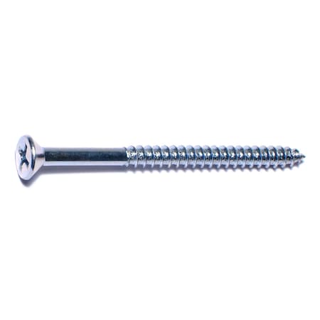 Midwest Fastener Wood Screw, #9, 2-1/2 in, Zinc Plated Steel Flat Head Phillips Drive, 100 PK 02573